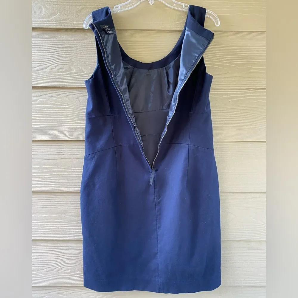 J.Crew Allura Navy Blue Superfine Cotton Lined Sleeveless Shift Dress Size 10